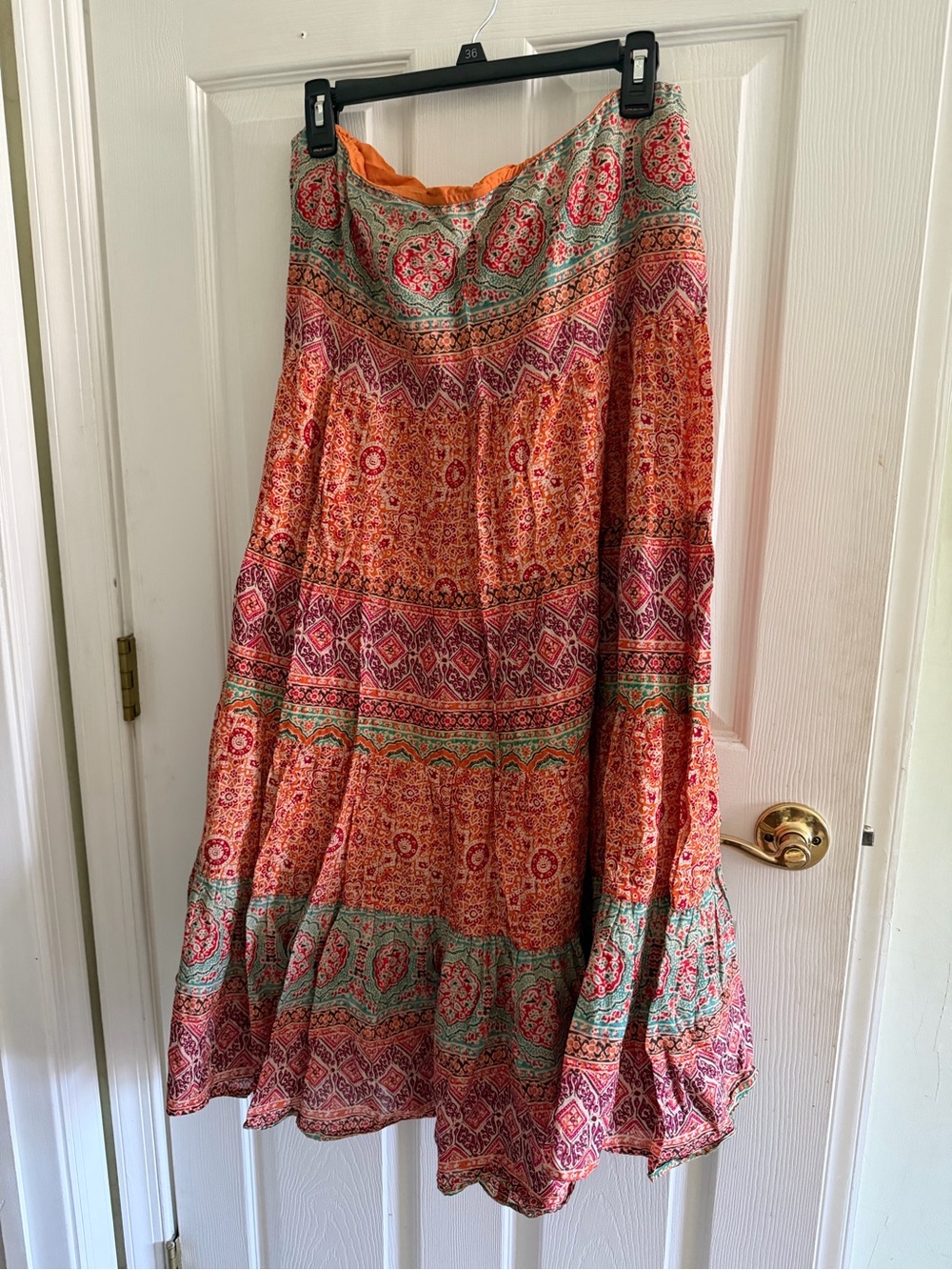 Ralph Lauren Bohemian Orange & Pink Printed Maxi Skirt - Picture 1 of 7